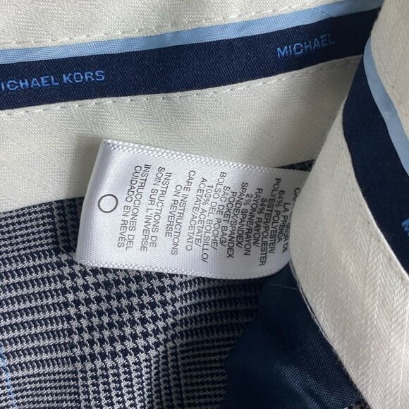 Micheal Kors Wm’s Sz 8 Gray Black Blue Glenn Plaid Fitted Trousers - Picture 4 of 5